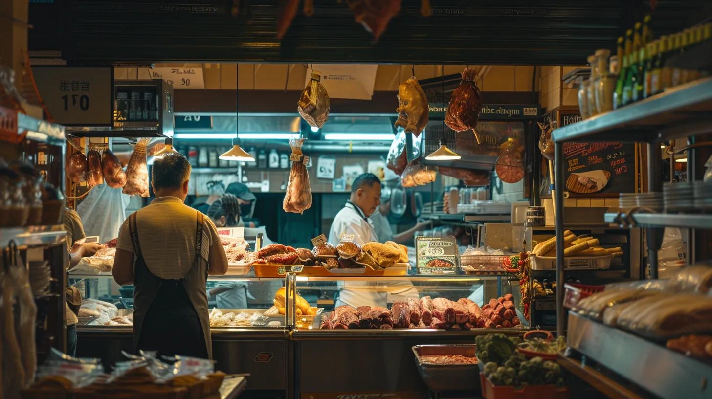 a vibrant, bustling butcher shop interior showcases a diverse selection of locally sourced meats, with an inviting atmosphere that highlights the strong sense of community and commitment to strengthening the local economy. a vibrant, bustling butcher shop interior showcases a diverse selection of locally sourced meats, with an inviting atmosphere that highlights the strong sense of community and commitment to strengthening the local economy.