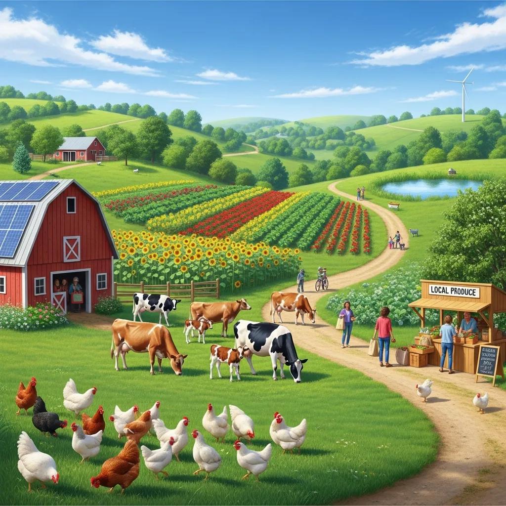 A picturesque local farm showcasing sustainable practices and the importance of community support in organic meat sourcing